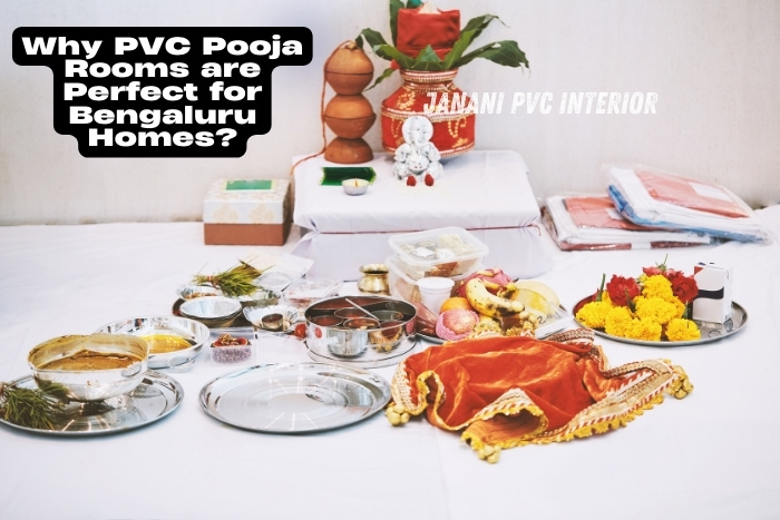 Sacred Space Simplified: PVC Pooja Rooms for Contemporary Houses 3 Traditional pooja setup highlighting why PVC pooja rooms are ideal for Bengaluru homes by Janani PVC Interior