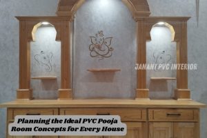 Elegant PVC pooja room design by Janani PVC Interior in Bengaluru, perfect for modern and traditional homes
